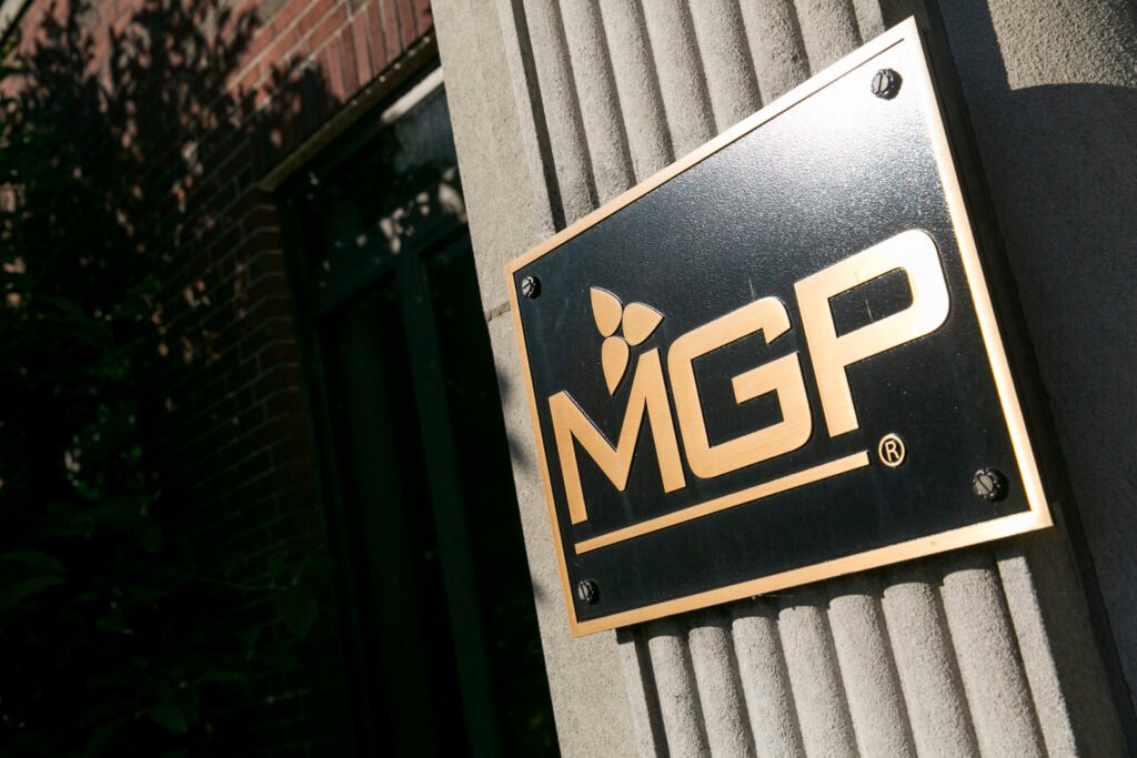American whiskey sales decline - picture of mgp logo on a building